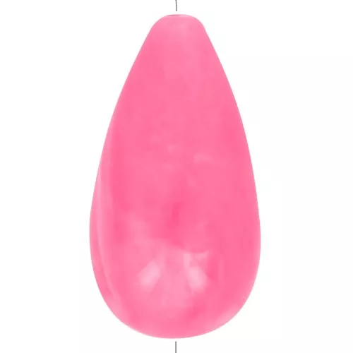 26x14mm Pear opaque resin bead - Marbled vivid pink x1