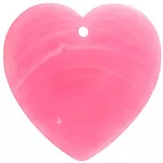 36x36.5mm Heart pendant in opaque resin - Vivid pink marbled x1