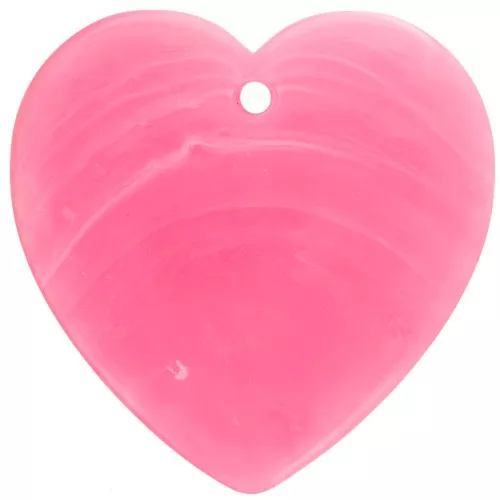 36x36.5mm Heart pendant in opaque resin - Vivid pink marbled x1