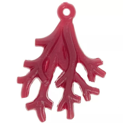 31x23mm Coral pendant in opaque resin - Bright red x1