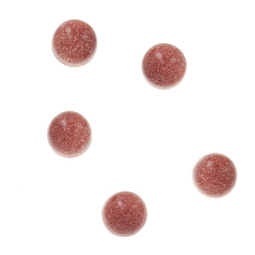 3mm round stick-on cabochons - Gold Stone imitation Sunstone x5