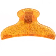 42x79mm Alligator hair clip in transparent acrylic - Orange glitter x 1