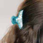 42x79mm Alligator hair clip in translucent acrylic - Crystal Mat x 1