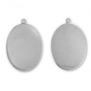 Pendant cabochon setting oval-shaped 18x13mm Rhodium tone x1|raw }}