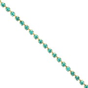 Brass Chain with Cut Crystal Rhinestones, 2.10 mm - Gold-Plated - Blue Zircon, 50 cm
