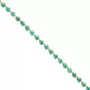 Brass Chain with Cut Crystal Rhinestones, 2.10 mm - Gold-Plated - Blue Zircon, 50 cm