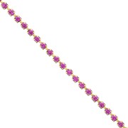 Brass Chain with Cut Crystal Rhinestones, 2.10 mm - Gold-Plated - Fuchsia, 50 cm