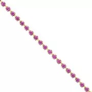 Brass Chain with Cut Crystal Rhinestones, 2.10 mm - Gold-Plated - Fuchsia, 50 cm