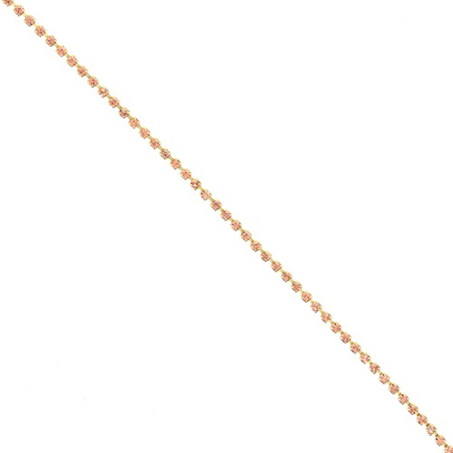 Brass Chain with Cut Crystal Rhinestones, 2.10 mm - Gold-Plated - Apricot, 50 cm