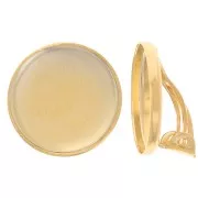 15mm Clip earrings for cabochon - Fine Gold Plated x2