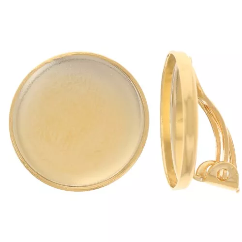 15mm Clip earrings for cabochon - Fine Gold Plated x2