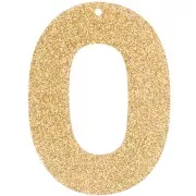 Oval hollowed-out 47x34 mm acrylic pendant - Pailleté Doré x1