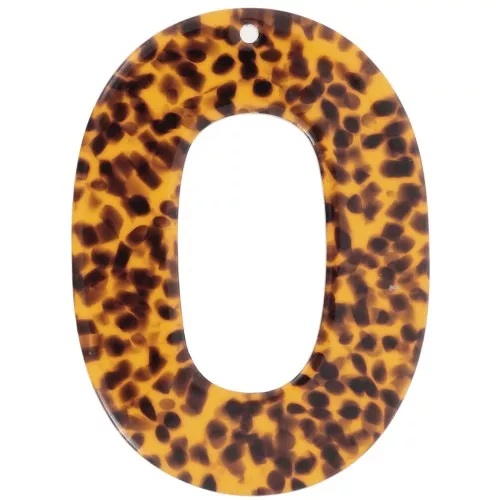 Oval hollow acetate pendant 47x34 mm - Terrazzo Brown - Black x1