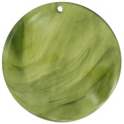 34mm Round wavy transparent acetate pendant - Marbled Olive x1|raw }}
