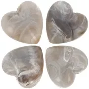 17x18mm Heart bead in opaque resin - Marbled grey x1