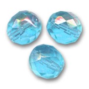 Fire Polished faceted round beads 8mm Aquamarine AB x20