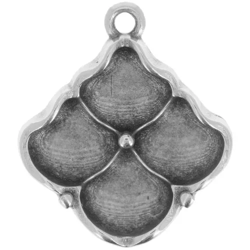 Cymbal - Ginko Duo Pearl Charm 20x18 mm - Manalis - Antique Silver Tone x1