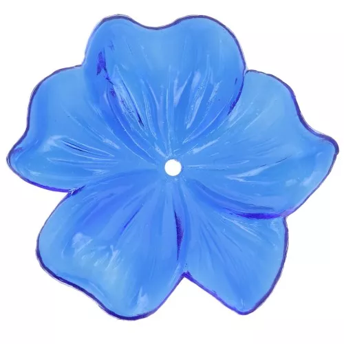23mm Flower pendant in transparent resin - Cobalt blue x1