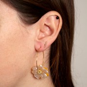 23mm Flower pendant in transparent resin - Pink x1