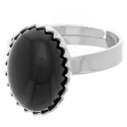 Adjustable ring for flat cabochon 14x10 mm - Fine silver plated x1