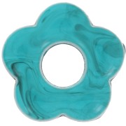 20mm translucent acrylic flower pendant - Marbled Petrol Blue x1