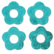 20mm translucent acrylic flower pendant - Marbled Petrol Blue x1