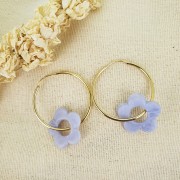 20mm translucent acrylic flower pendant - Turquoise blue x1