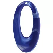 47x26mm Oval hollowed-out pendant in opaque resin - Royal blue marble x1