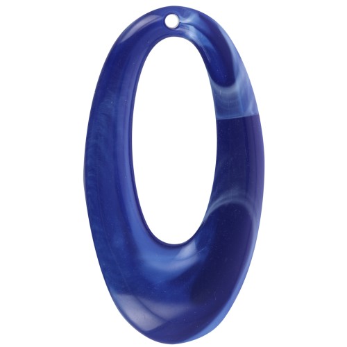 47x26mm Oval hollowed-out pendant in opaque resin - Royal blue marble x1
