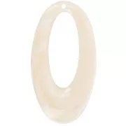 47x26mm Oval hollowed-out pendant in opaque resin - Beige marble x1
