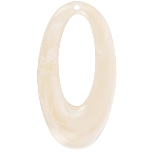47x26mm Oval hollowed-out pendant in opaque resin - Beige marble x1