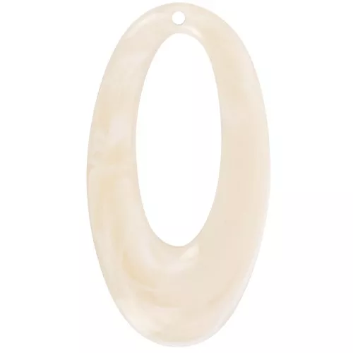 47x26mm Oval hollowed-out pendant in opaque resin - Beige marble x1