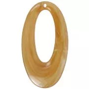 47x26mm Oval hollowed-out pendant in opaque resin - Marbled amber x1