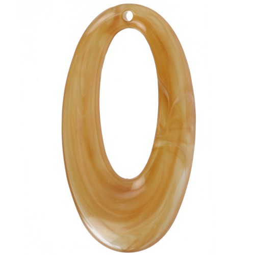 47x26mm Oval hollowed-out pendant in opaque resin - Marbled amber x1