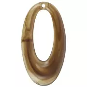 47x26mm Oval hollowed-out pendant in opaque resin - Light brown marbled x1