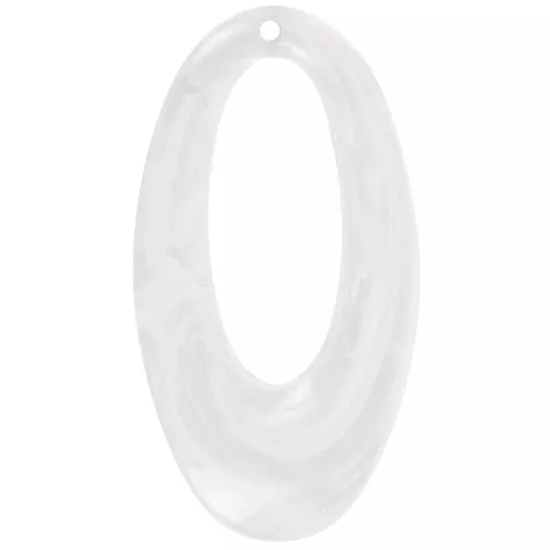 47x26mm Oval hollowed-out pendant in opaque resin - White marbled x1