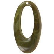 47x26mm Oval hollowed-out pendant in opaque resin - Marbled olive x1|raw }}