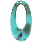 47x26mm Oval hollowed-out pendant in opaque resin - Turquoise marble x1
