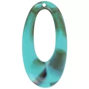 47x26mm Oval hollowed-out pendant in opaque resin - Turquoise marble x1