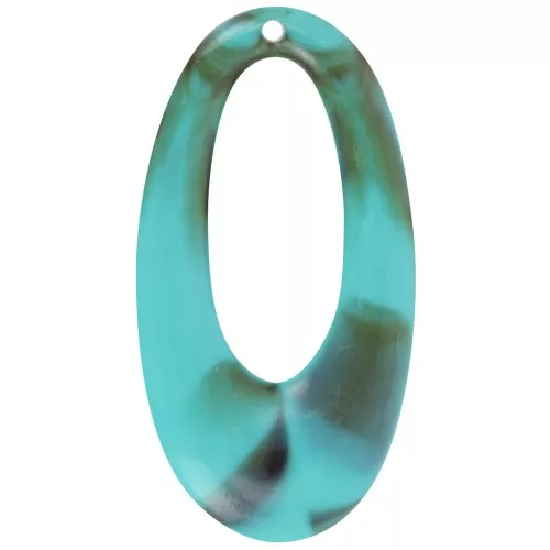 47x26mm Oval hollowed-out pendant in opaque resin - Turquoise marble x1