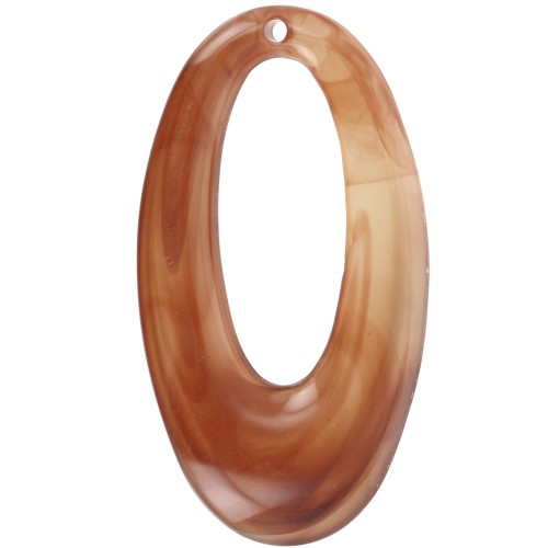 47x26mm Oval hollowed-out pendant in resin - Marbled orange x1