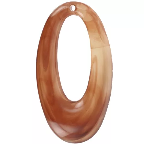 47x26mm Oval hollowed-out pendant in resin - Marbled orange x1