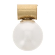 Imitation pearl charm 6mm with tube hook -Gold filled x1