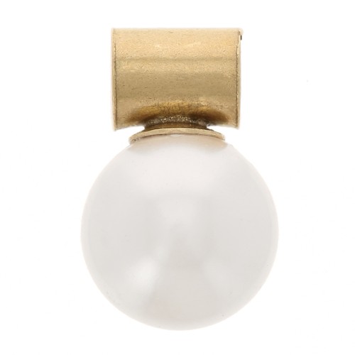 Imitation pearl charm 6mm with tube hook -Gold filled x1