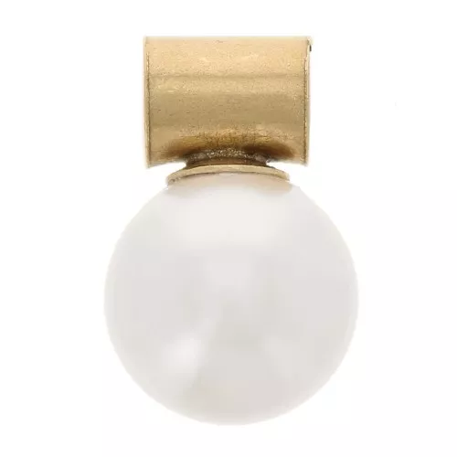 Imitation pearl charm 6mm with tube hook -Gold filled x1