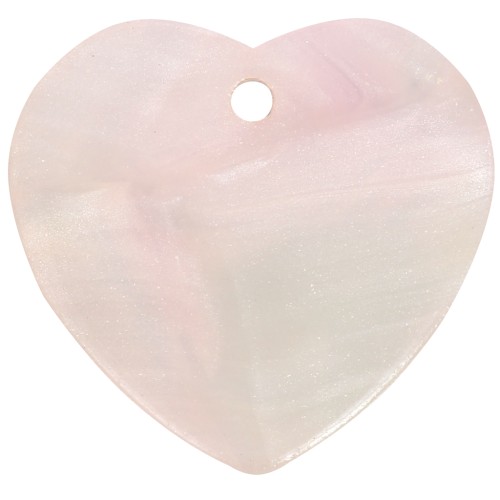 15x16.5mm Sequin heart in acetate - Light pink pearl x1