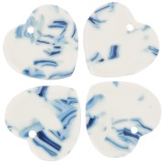 15x16.5mm acrylic heart sequin - Marbled Blue - White x1