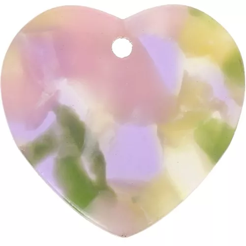 15x16.5mm Sequin heart in acetate - Tortoiseshell - Violet Green x1