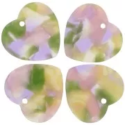 15x16.5mm Sequin heart in acetate - Tortoiseshell - Violet Green x1