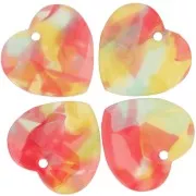 15x16.5mm Acrylic Heart Sequin - Tortoiseshell Red - Blue x1